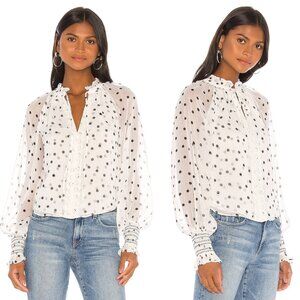 Tularosa White Black Polka Dot Andora Blouse